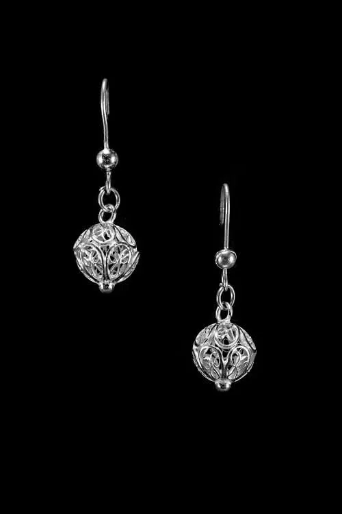 Silver Linings "Bead" Silver Filigree Handmade Dangle Earrings