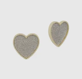 Silver Metallic Heart Stud Earrings