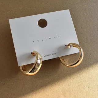 Silver needle large hoop earrings Internet celebrity drop glazed plain hoop earrings for women French style high-end hoop earrings