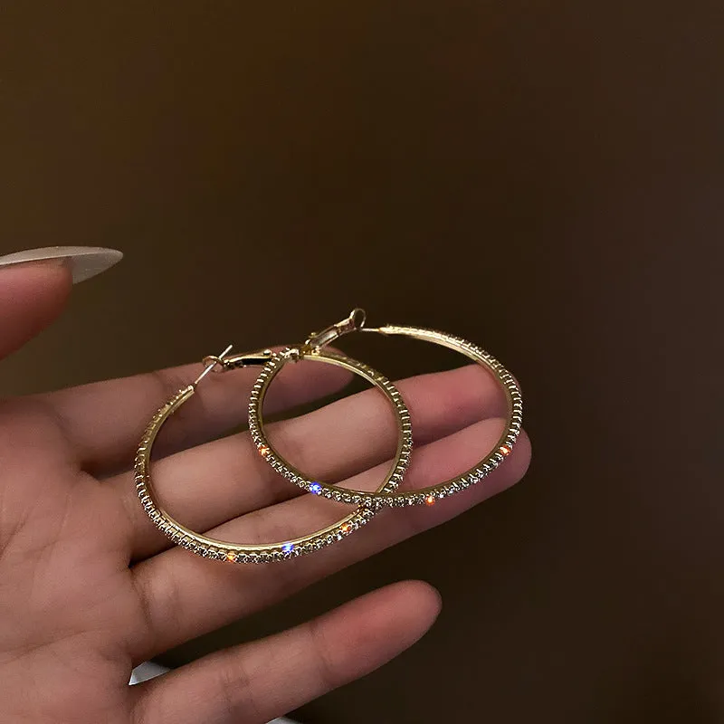 Silver needle large hoop earrings Internet celebrity drop glazed plain hoop earrings for women French style high-end hoop earrings