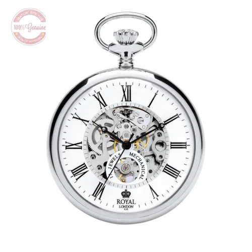 Silver Skeleton Mechanical Pocket Watch – Open Face for Timeless Style