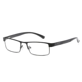 Simple Matel Frame Reading Glasses Hyperopia Eyeglasses  2.50D(Matte Black)