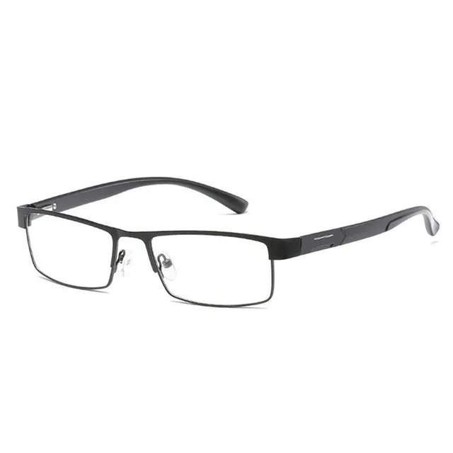 Simple Matel Frame Reading Glasses Hyperopia Eyeglasses  2.50D(Matte Black)