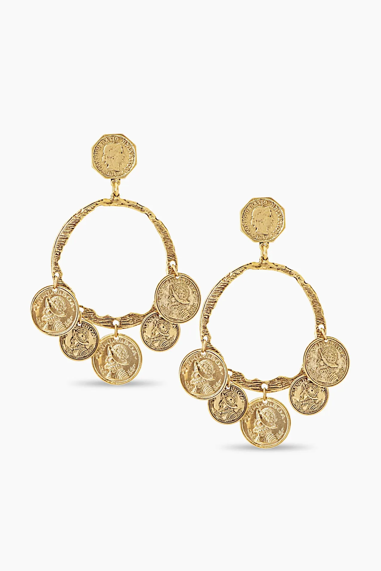 Six Coin Statement Hoop Earrings