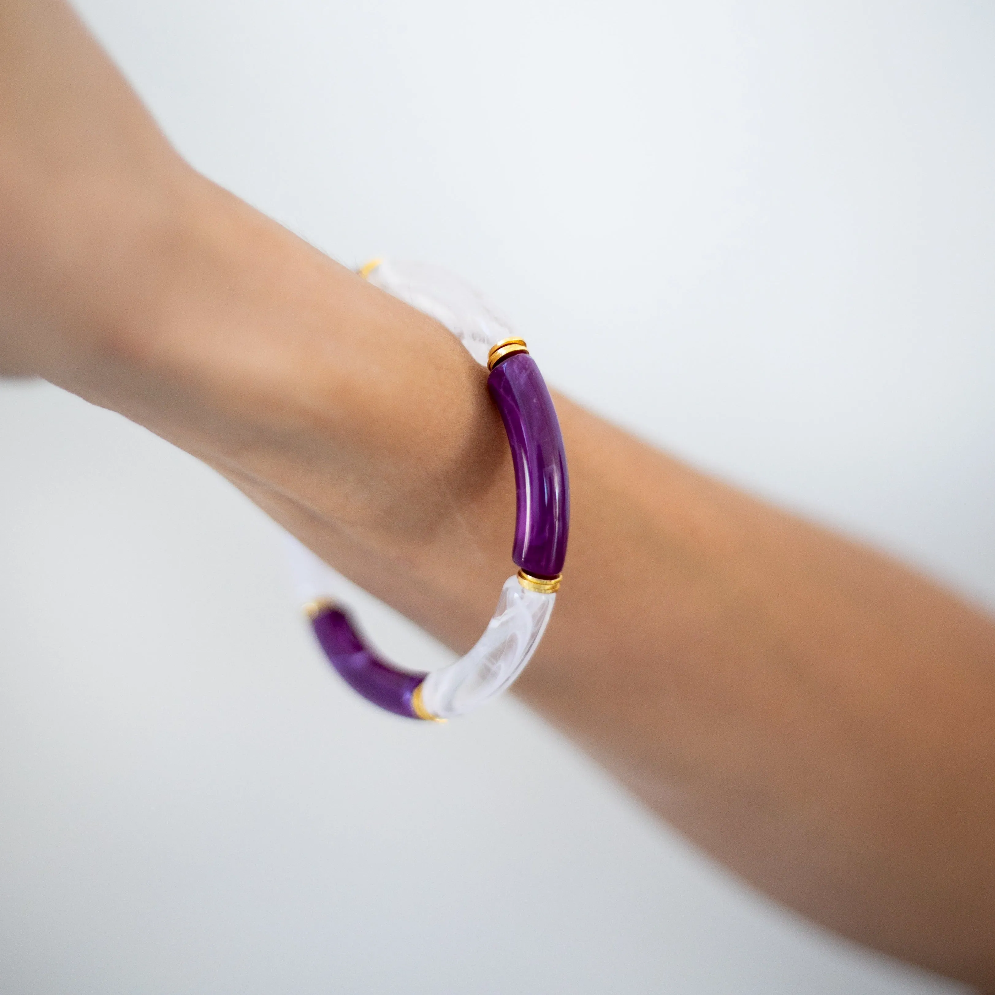 Skinny Acrylic Bamboo Bracelet: Violet   Alabaster