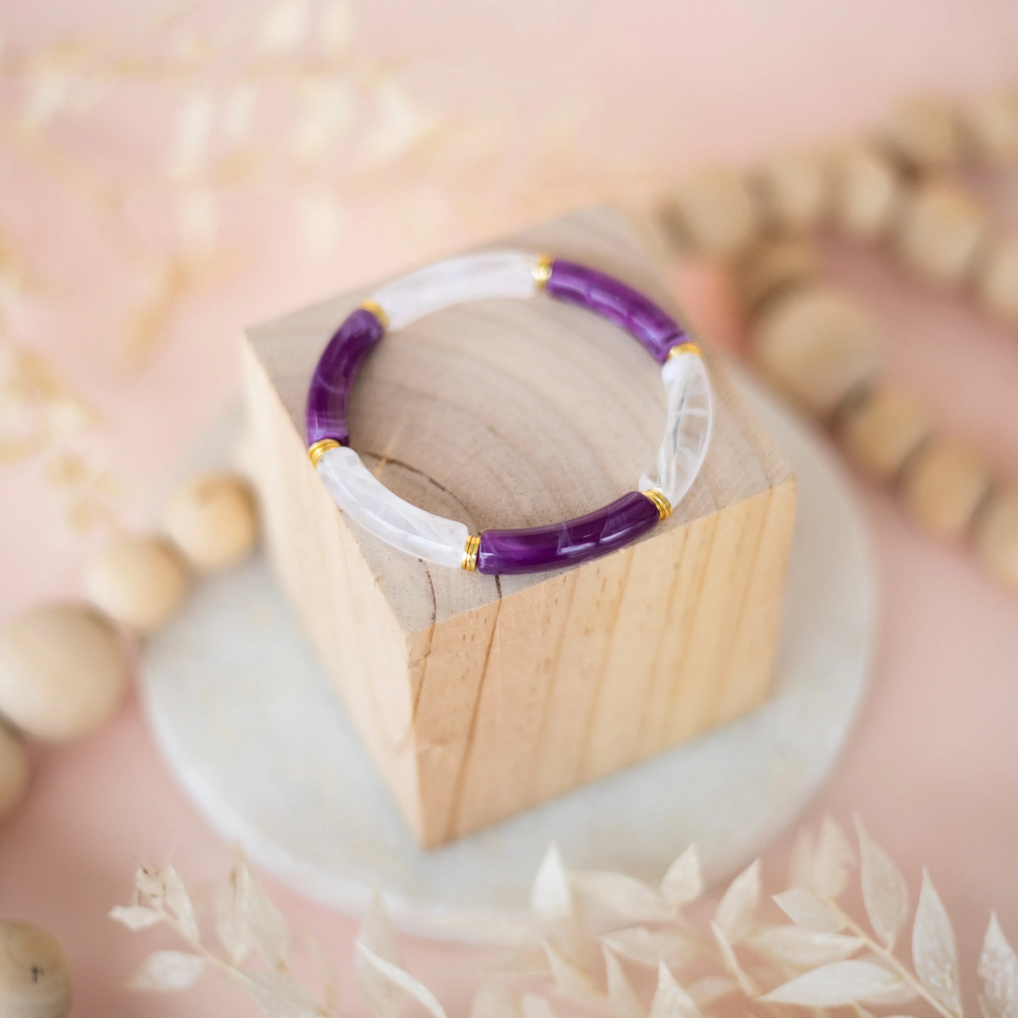 Skinny Acrylic Bamboo Bracelet: Violet   Alabaster