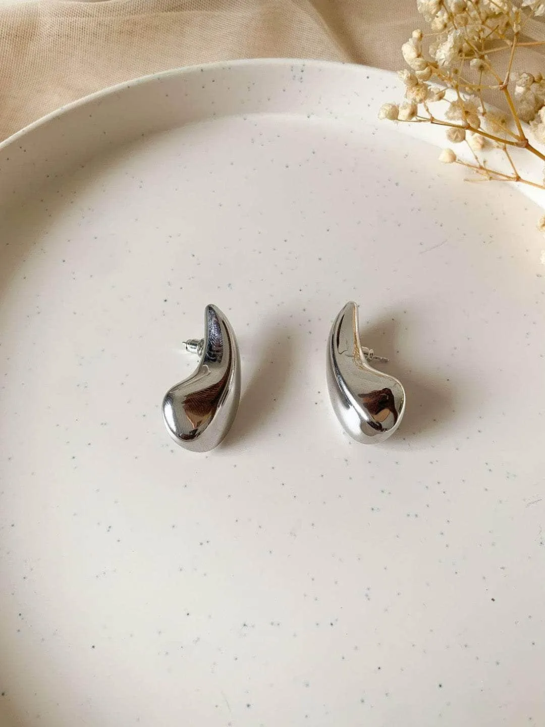 Small Eggplant Earrings Silver