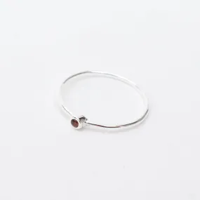 Small Round Silver Stone Ring