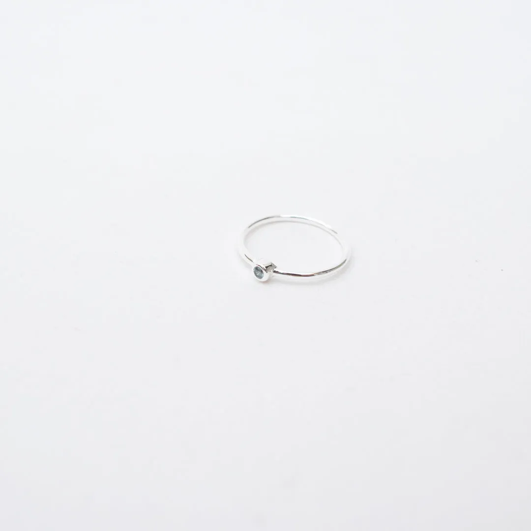 Small Round Silver Stone Ring