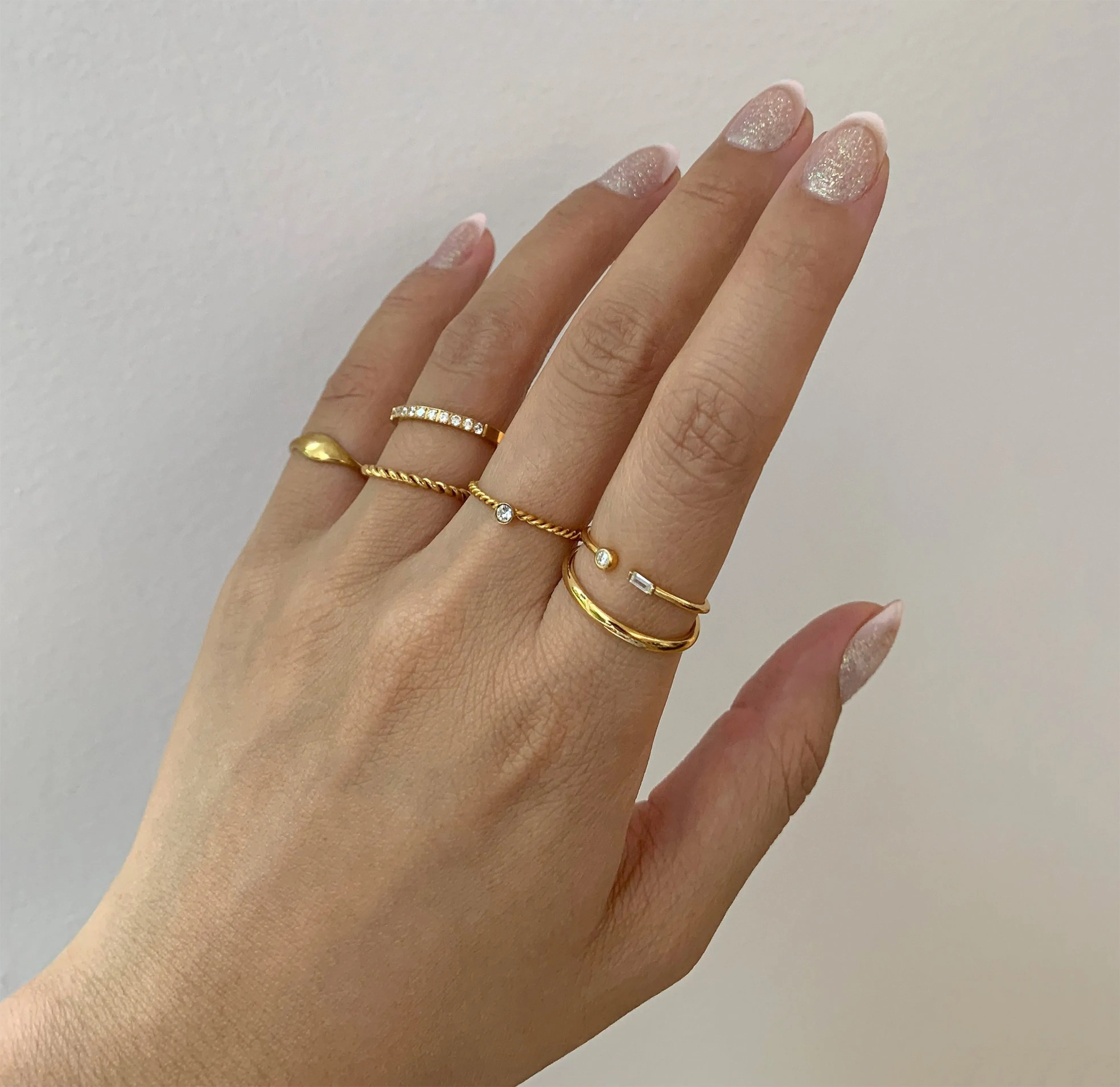 SOPHIE DAINTY GOLD TWIST STACKABLE RING BAND