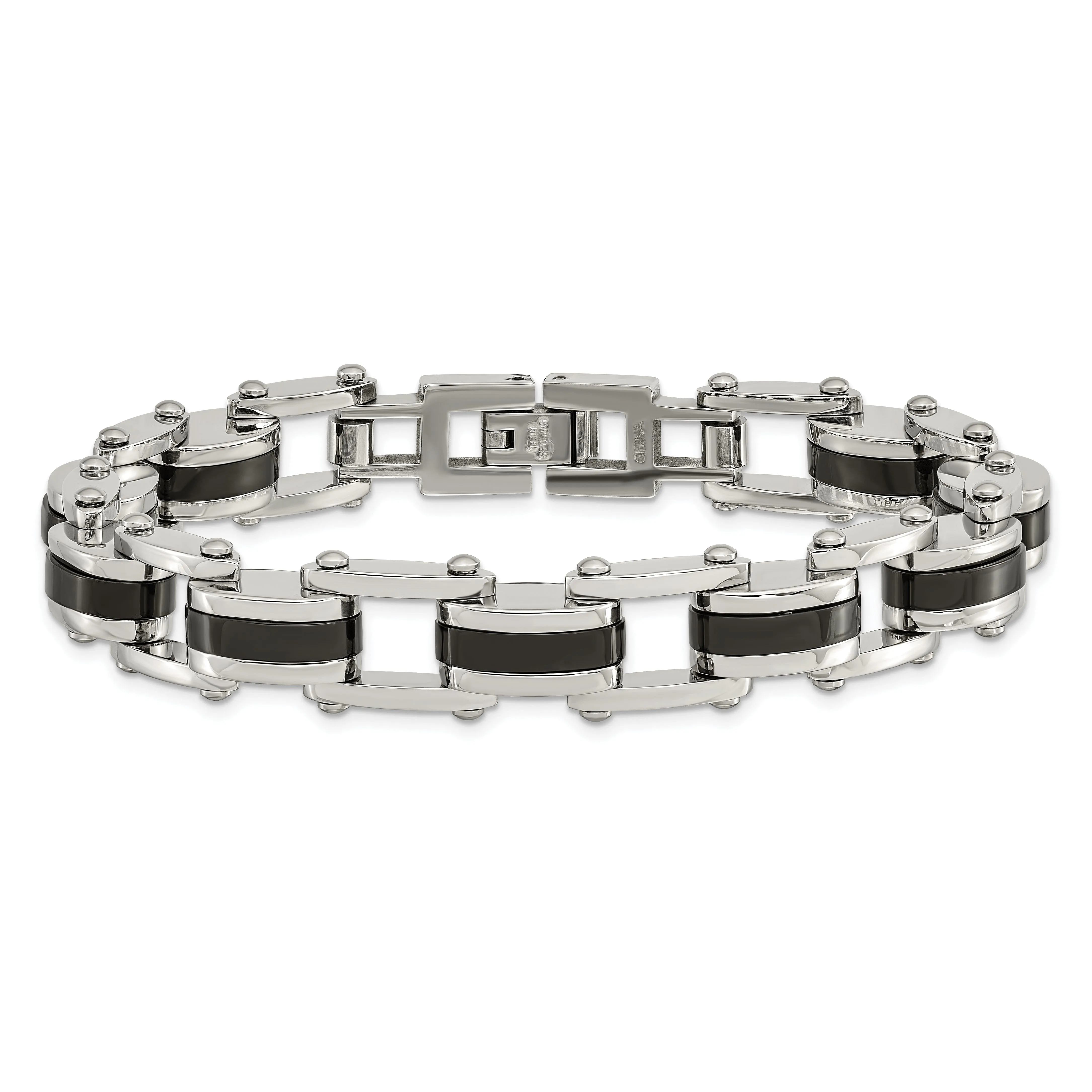 Stainless Steel Black Plating Fold Over Bracelet