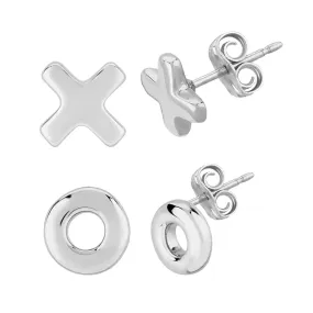 Sterling Silver 8mm Flat Hugs and Kisses Earrings