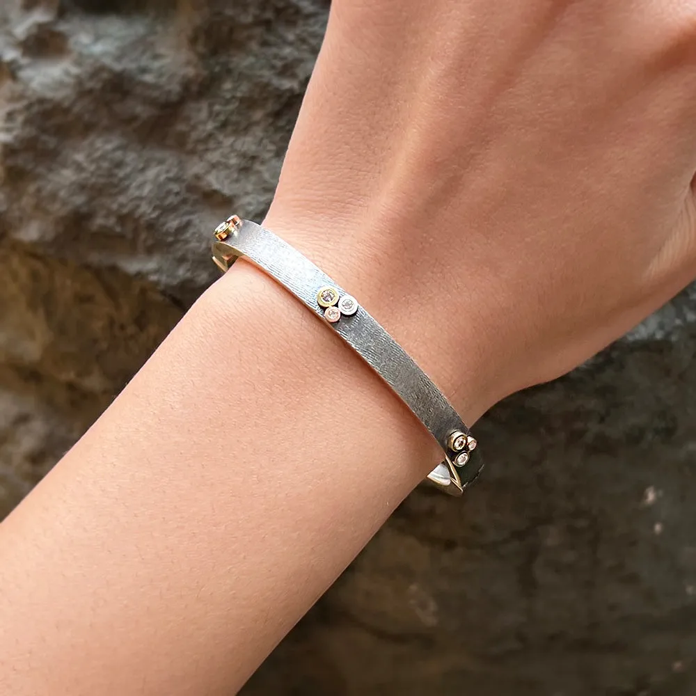 Sterling Silver & Diamond Bangle Bracelet - "Sophia"