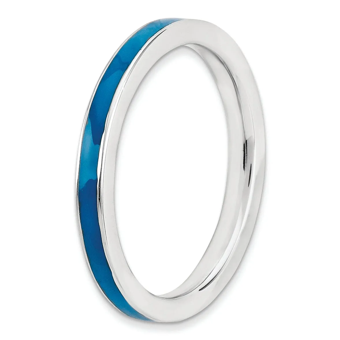 Sterling Silver Blue Enameled 2.25MM Ring