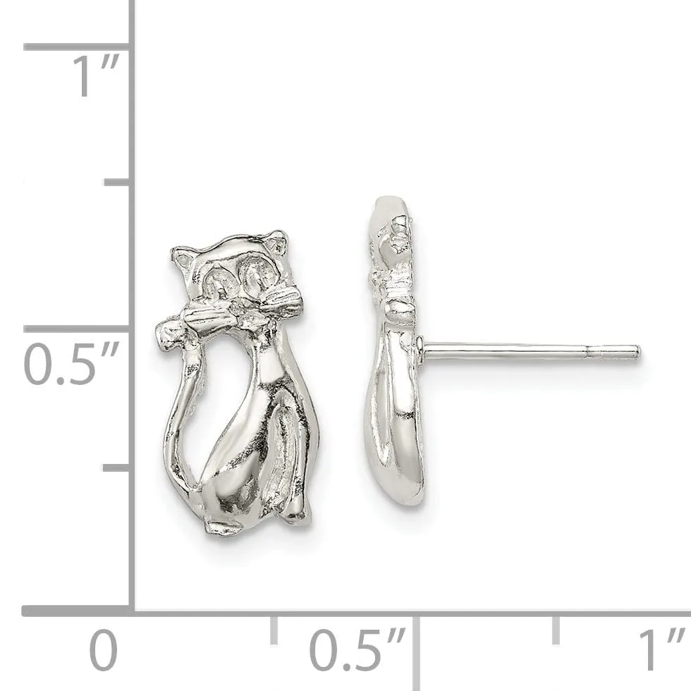 Sterling Silver Cat Mini Earrings