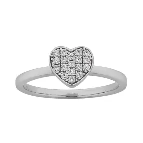 Sterling Silver Cubic Zirconia Pave Heart Stackable Ring