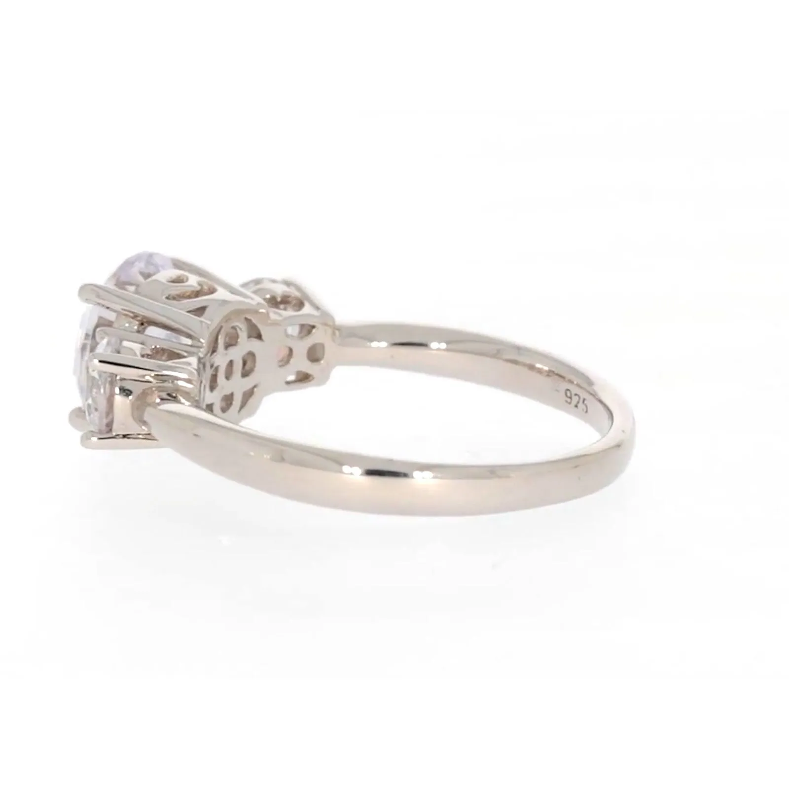 Sterling Silver Cubic Zirconia Trilogy Ring