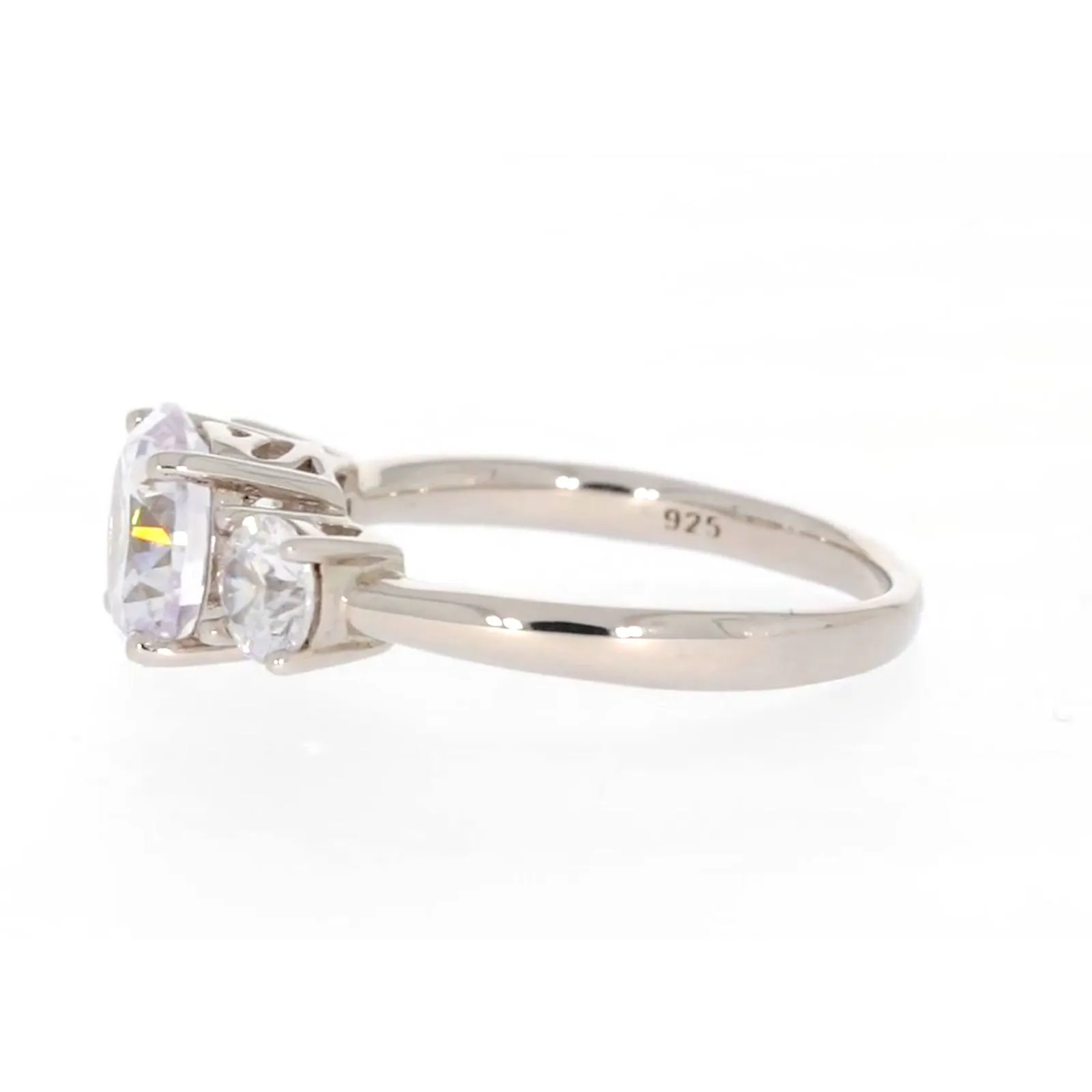 Sterling Silver Cubic Zirconia Trilogy Ring