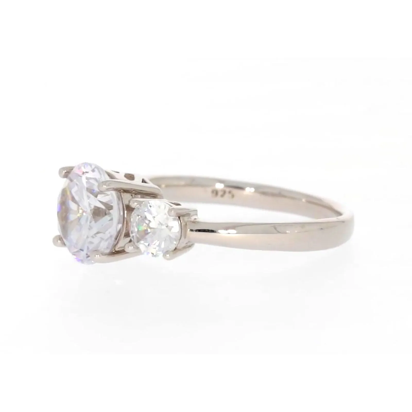 Sterling Silver Cubic Zirconia Trilogy Ring