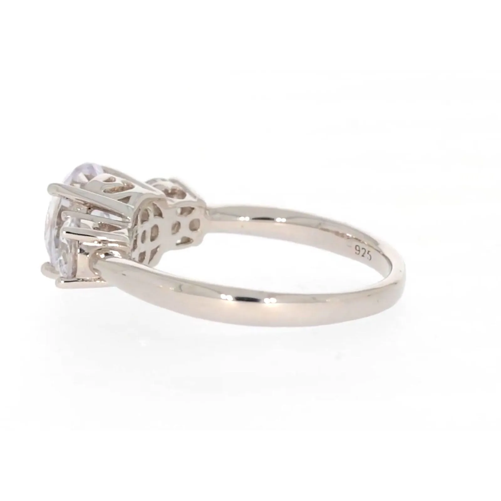 Sterling Silver Cubic Zirconia Trilogy Ring