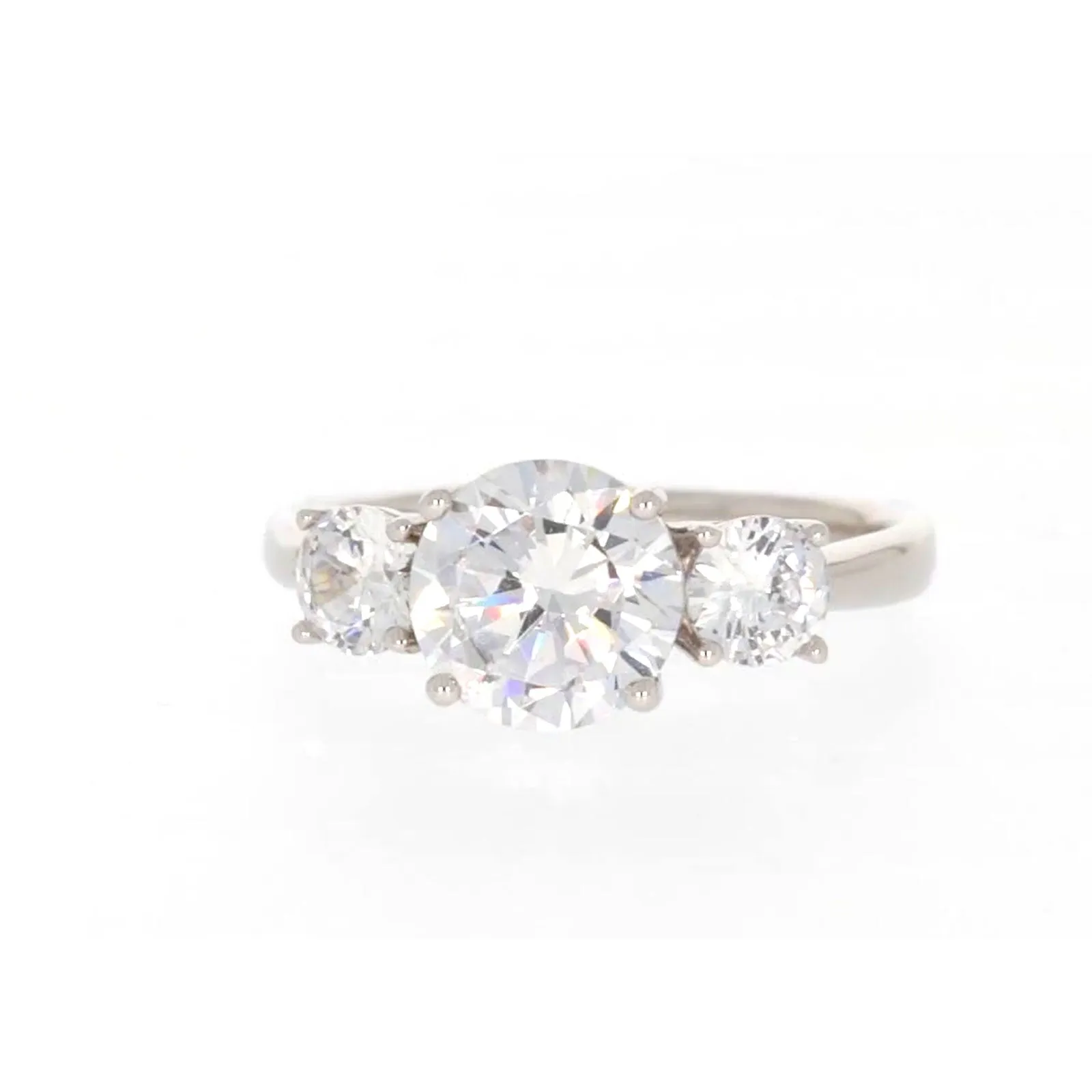 Sterling Silver Cubic Zirconia Trilogy Ring