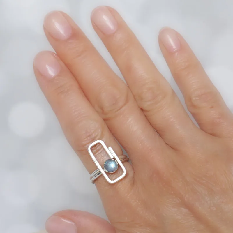 Sterling Silver Geometric Stackable Ring - PAPERCLIP - Ring Jacket