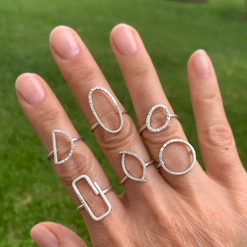 Sterling Silver Geometric Stackable Ring - PAPERCLIP - Ring Jacket