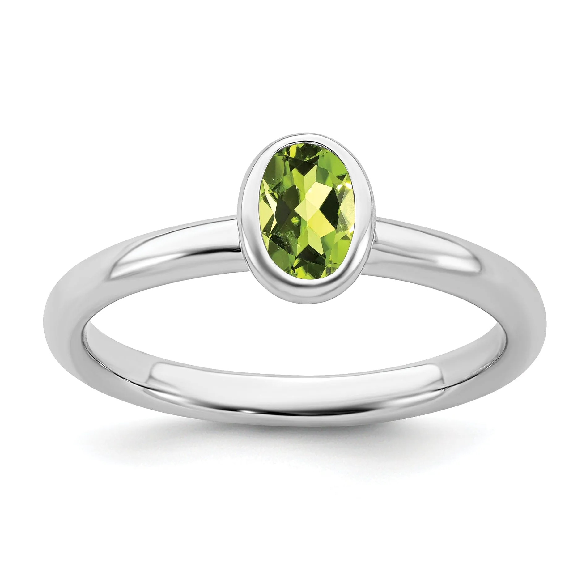 Sterling Silver Oval Peridot Ring