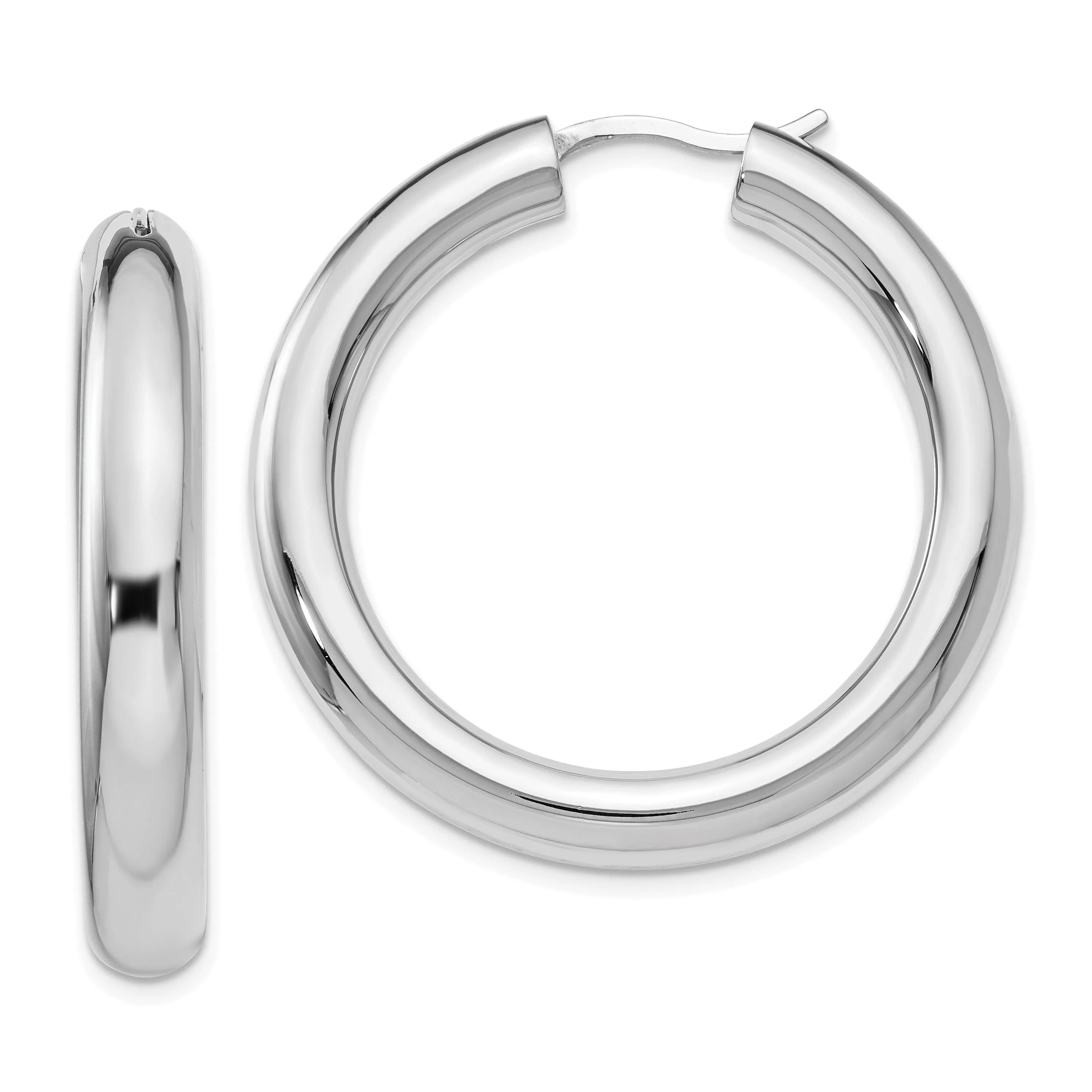 Sterling Silver Rhodium 5MM Tube Hoop Earrings