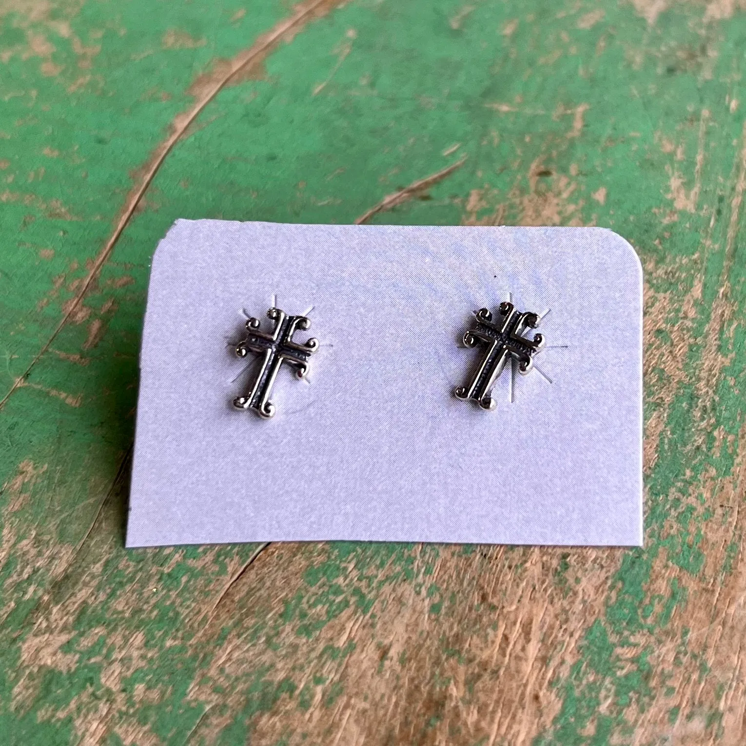 Sterling Silver Scroll Cross Earrings