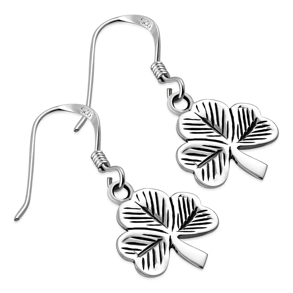 Sterling Silver Shamrock Dangling Earrings