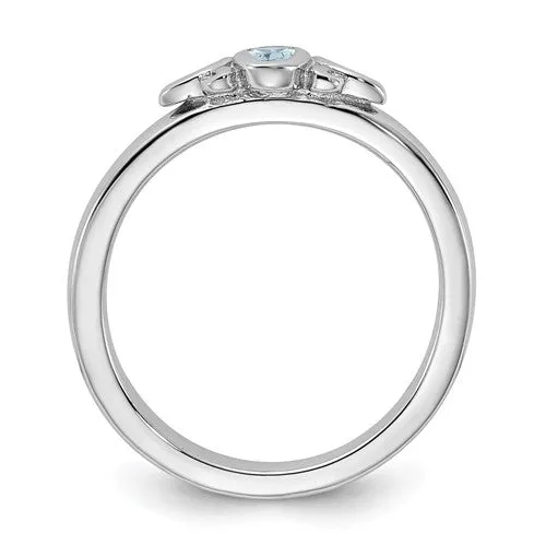 Sterling Silver Stackable Expressions Aquamarine Oval Ring