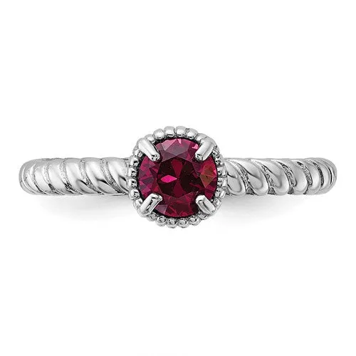 Sterling Silver Stackable Expressions Created Ruby Round Ring