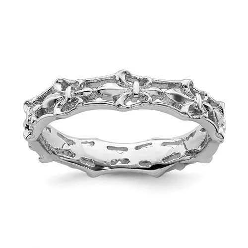 Sterling Silver Stackable Expressions Fleur De Lis Ring