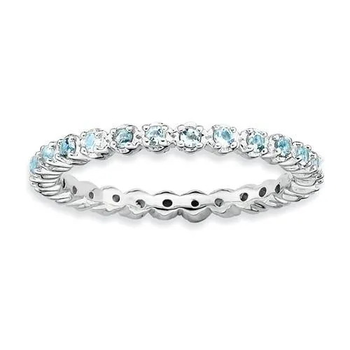 Sterling Silver Stackable Expressions Light Aquamarine Eternity Ring