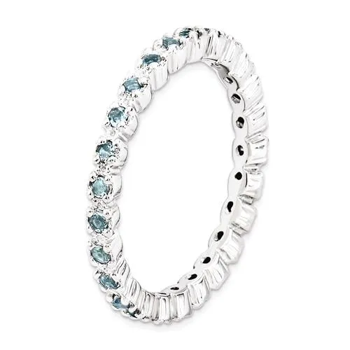 Sterling Silver Stackable Expressions Light Aquamarine Eternity Ring