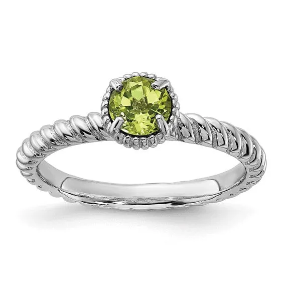 Sterling Silver Stackable Expressions Round Peridot Ring