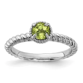 Sterling Silver Stackable Expressions Round Peridot Ring