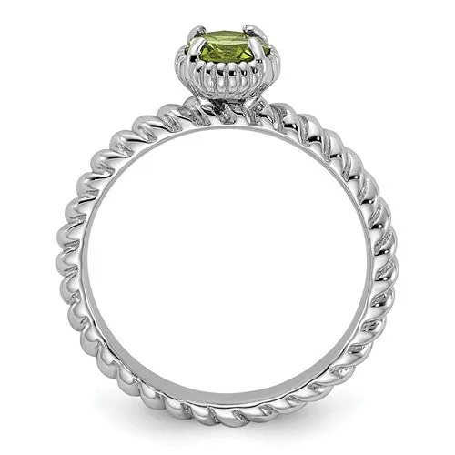 Sterling Silver Stackable Expressions Round Peridot Ring