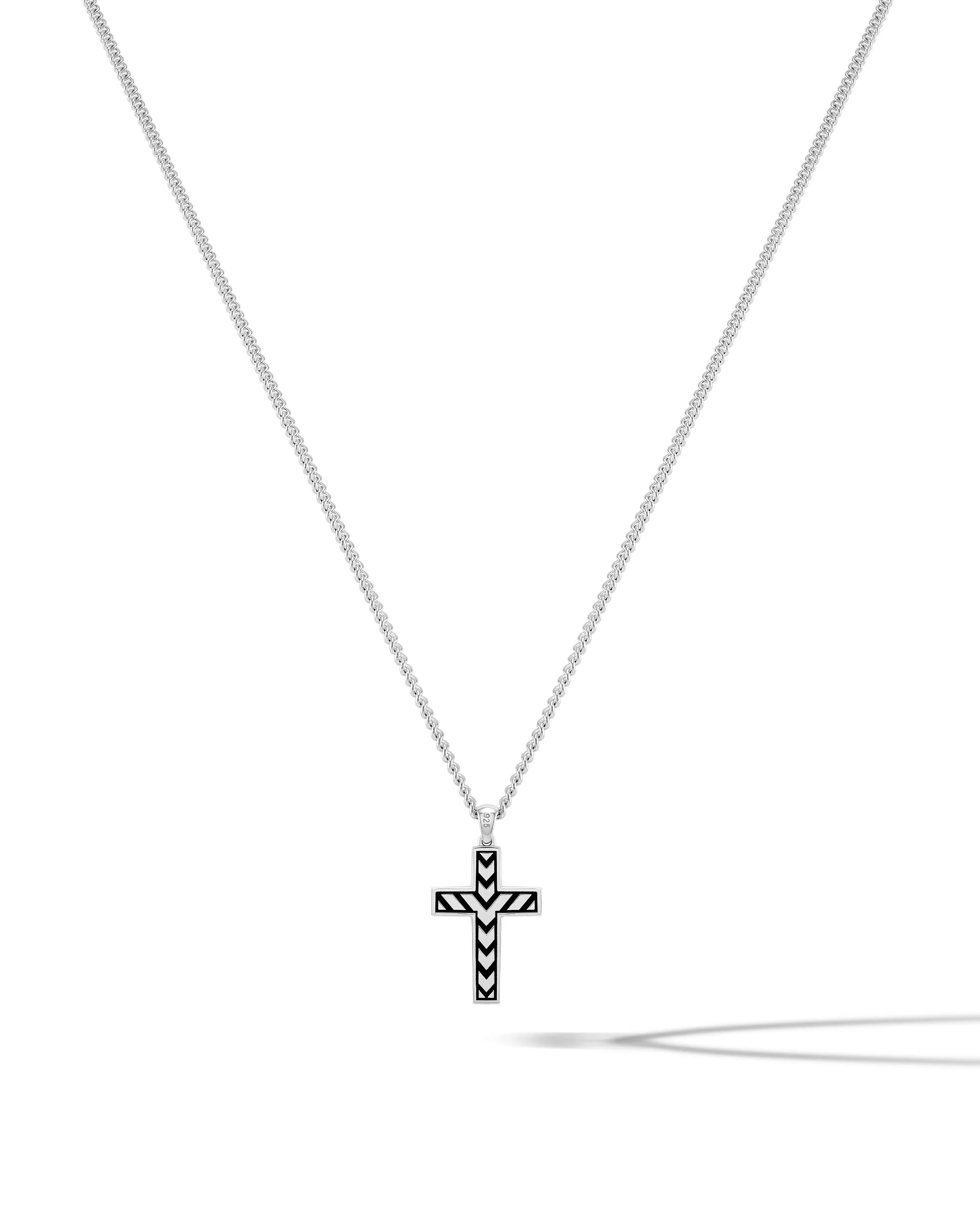 Stone Cross Curb Set - Sterling Silver