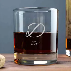 Stylish Customized Whiskey Glass - Gift For Him Husband Boyfriend - Initials Design