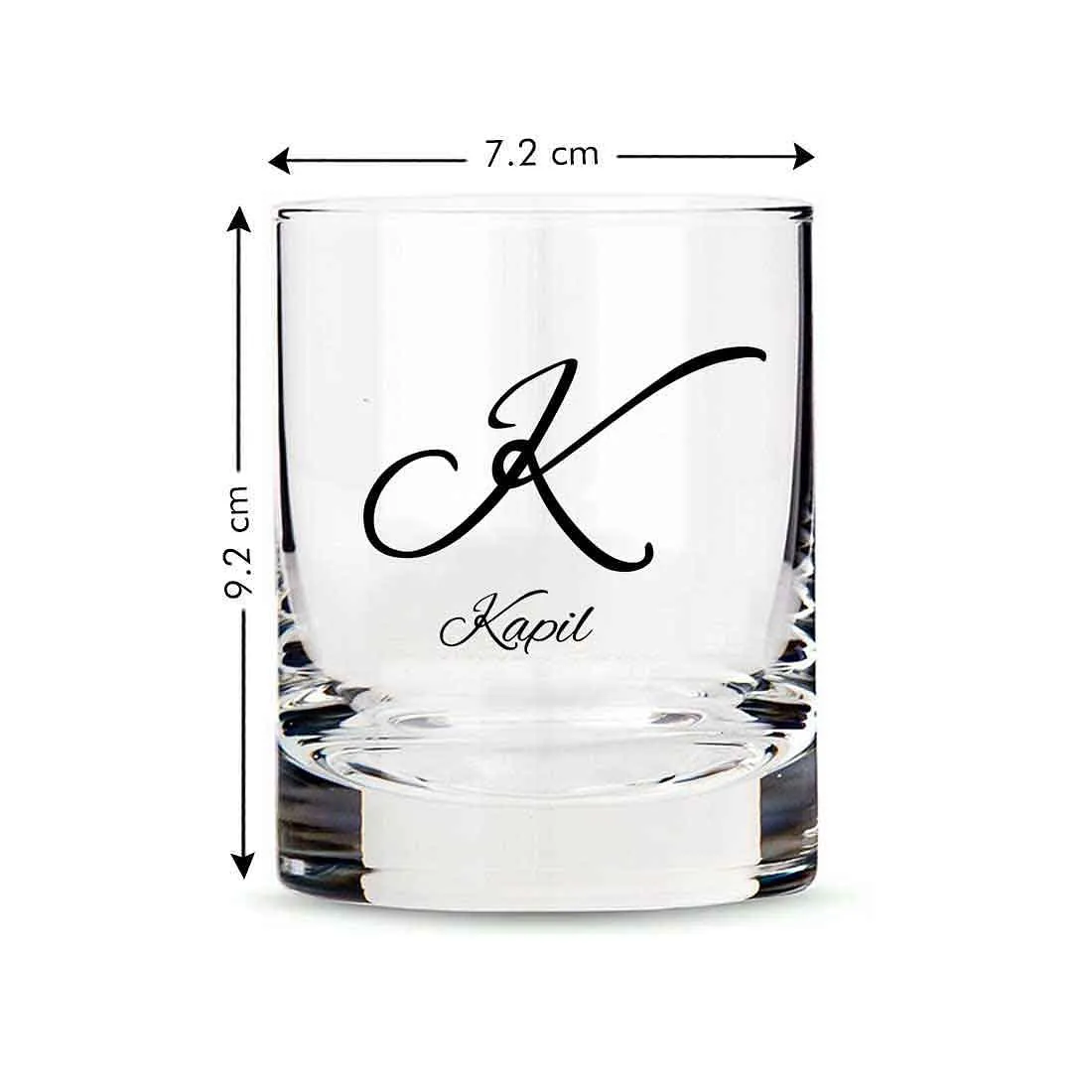 Stylish Customized Whiskey Glass - Gift For Him Husband Boyfriend - Initials Design
