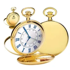 Stylish Gold Pocket Watch with Blue Roman Numerals – Elegant & Unique Design