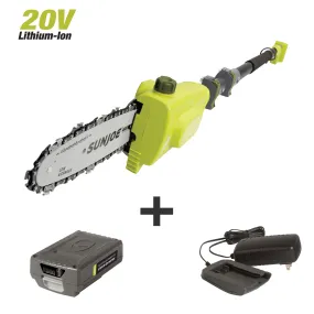 Sun Joe 20VIONLTE-PS8 iON Cordless Telescoping Pole Chain Saw Kit | 8-inch | W/ 2.0-Ah Battery and Charger