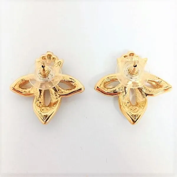 Swarovski Gold and Crystal Fleur de Lis Stud Earrings