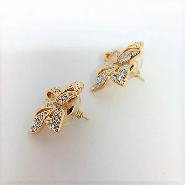 Swarovski Gold and Crystal Fleur de Lis Stud Earrings