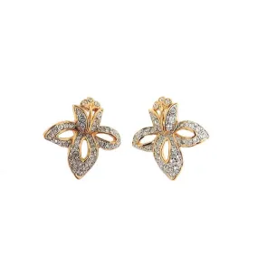 Swarovski Gold and Crystal Fleur de Lis Stud Earrings