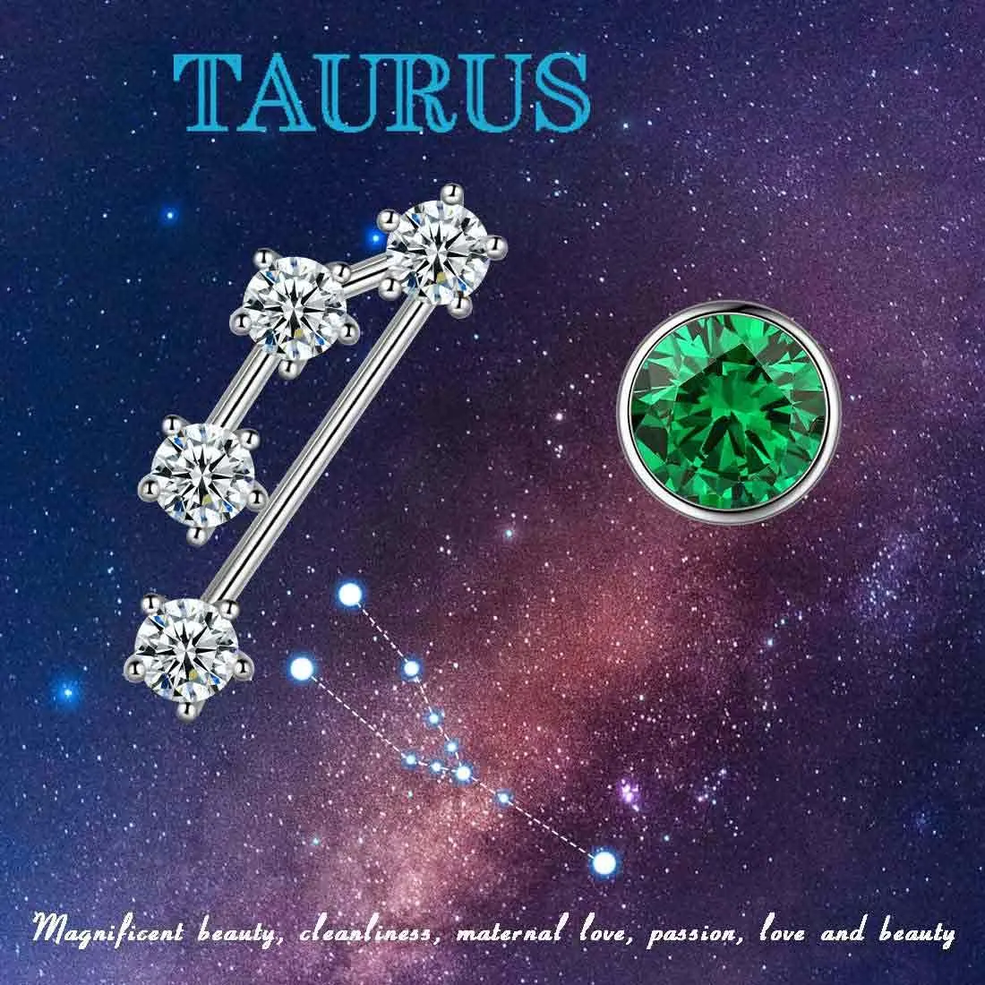 Taurus Earrings May Birthstone Zodiac Studs Women Girls Jewelry Birthday Gift