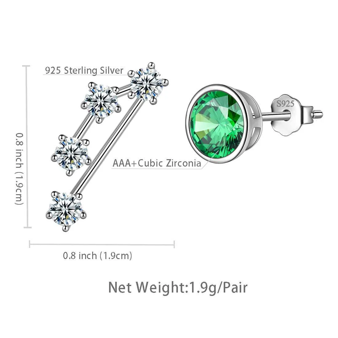 Taurus Earrings May Birthstone Zodiac Studs Women Girls Jewelry Birthday Gift