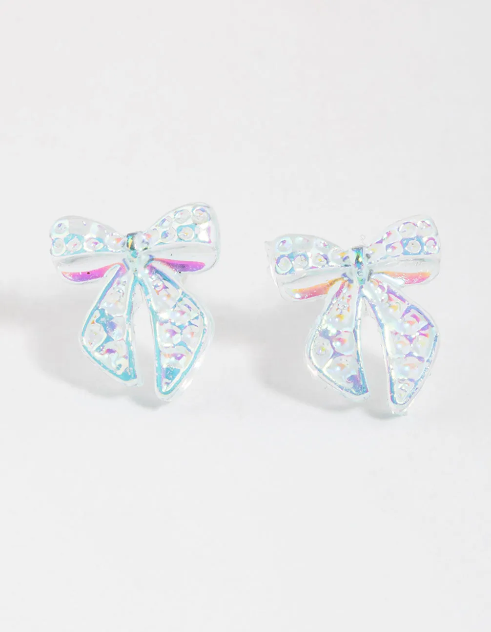 Teal Ribbon Stud Earrings